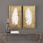 Uttermost White Feathers Set of 2 Shadow Box Frames