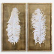 Uttermost White Feathers Set of 2 Shadow Box Frames