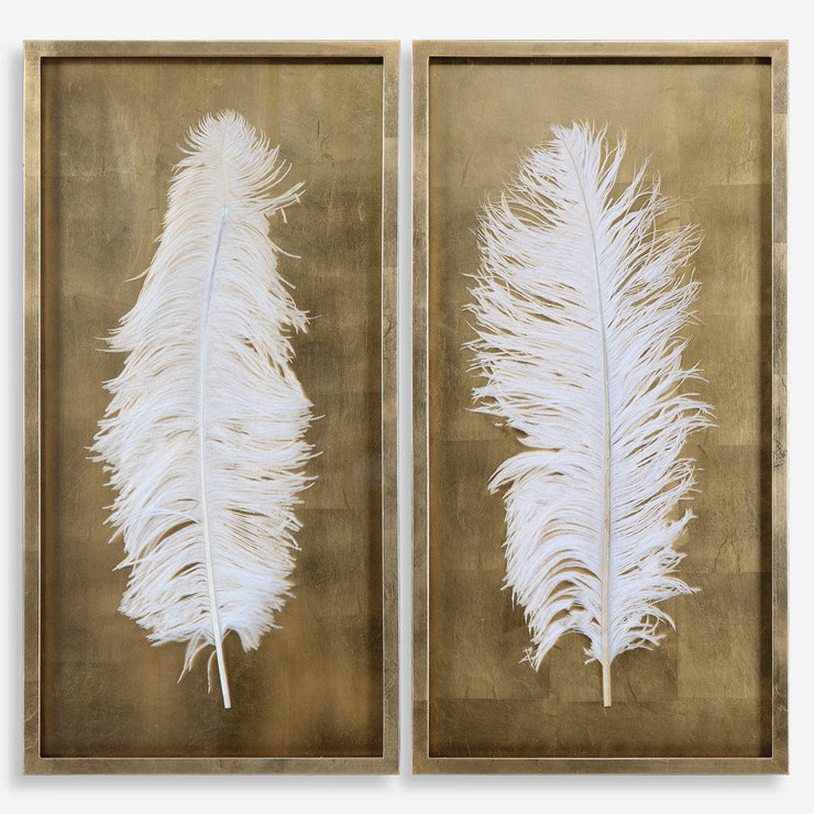 Uttermost White Feathers Set of 2 Shadow Box Frames