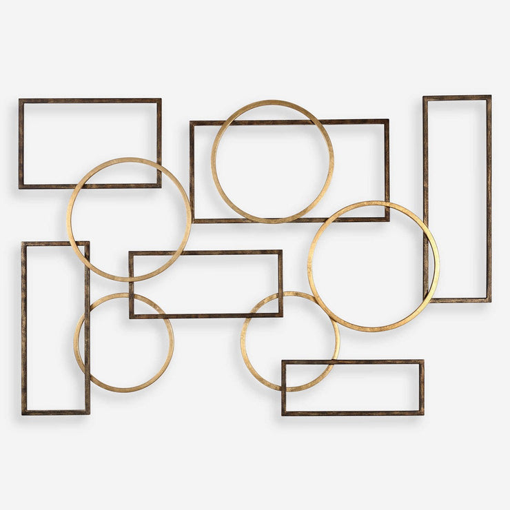 Uttermost Elias Brushed Bronze and Gold Leaf Iron Metal Wall Decor
