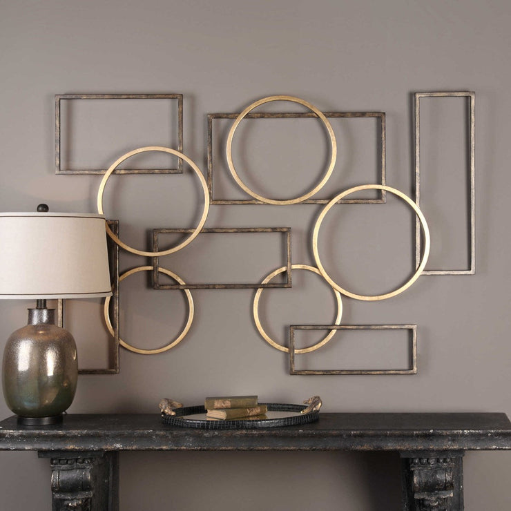 Uttermost Elias Brushed Bronze and Gold Leaf Iron Metal Wall Decor