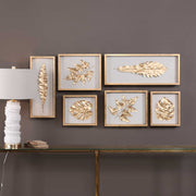 Uttermost Golden Leaves Set of 6 Shadow Box Frames