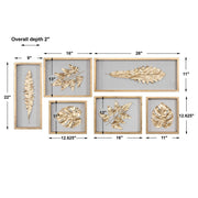 Uttermost Golden Leaves Set of 6 Shadow Box Frames