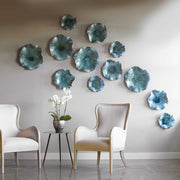 Uttermost Abella Set of 3 Aqua Ceramic Flowers Wall Decor