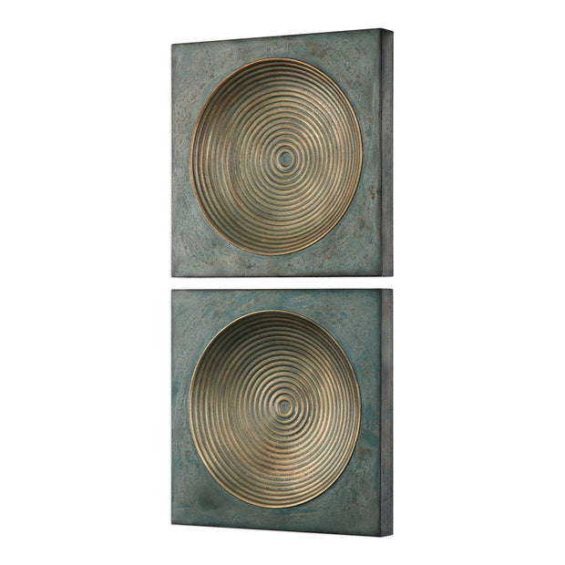 Uttermost Sybil Set of 2 Aged Iron Squares Metal Wall Decor