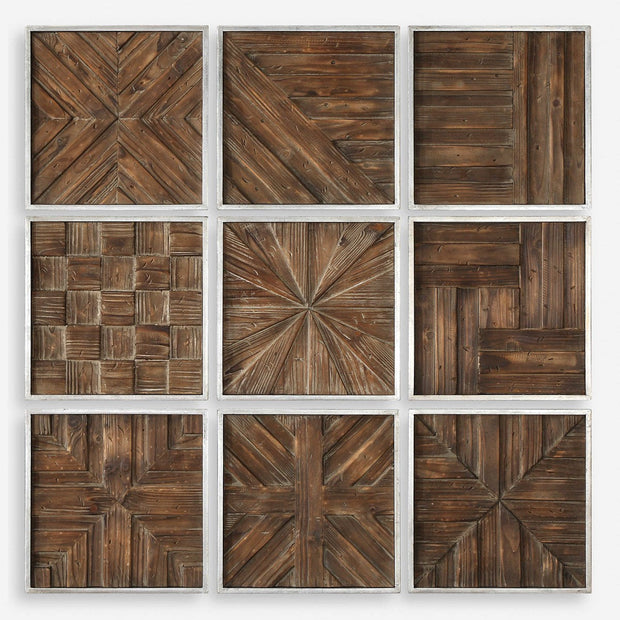 Uttermost Bryndle Squares Set of 9 Fir Wood Wall Decor