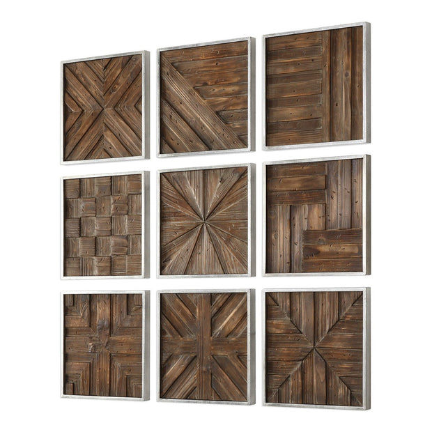 Uttermost Bryndle Squares Set of 9 Fir Wood Wall Decor