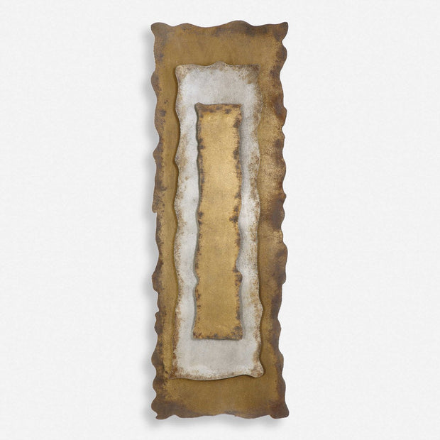 Uttermost Jaymes Antique Bronze, Silver and Gold Metal Wall Panel