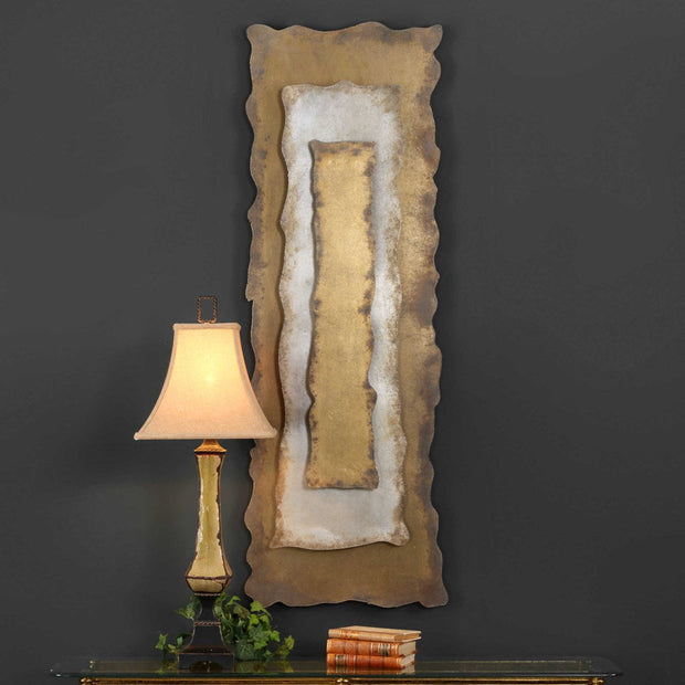 Uttermost Jaymes Antique Bronze, Silver and Gold Metal Wall Panel