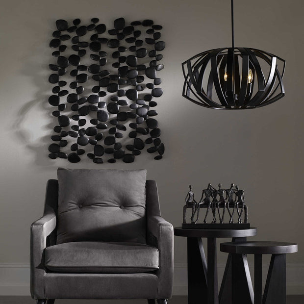 Uttermost Skipping Stones Charcoal Black Pebbles Metal Wall Decor