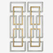 Uttermost Aerin Antiqued Gold and Silver Leaf Set of 2 Metal Wall Panels