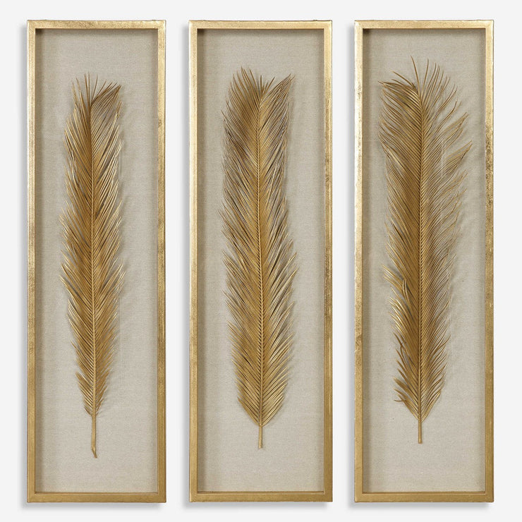 Uttermost Palma Gold Leaf Set of 3 Shadow Box Frames