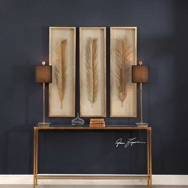 Uttermost Palma Gold Leaf Set of 3 Shadow Box Frames