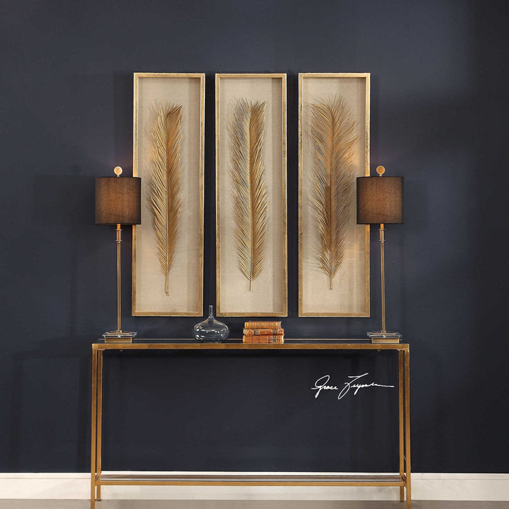 Uttermost Palma Gold Leaf Set of 3 Shadow Box Frames