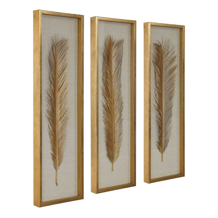 Uttermost Palma Gold Leaf Set of 3 Shadow Box Frames