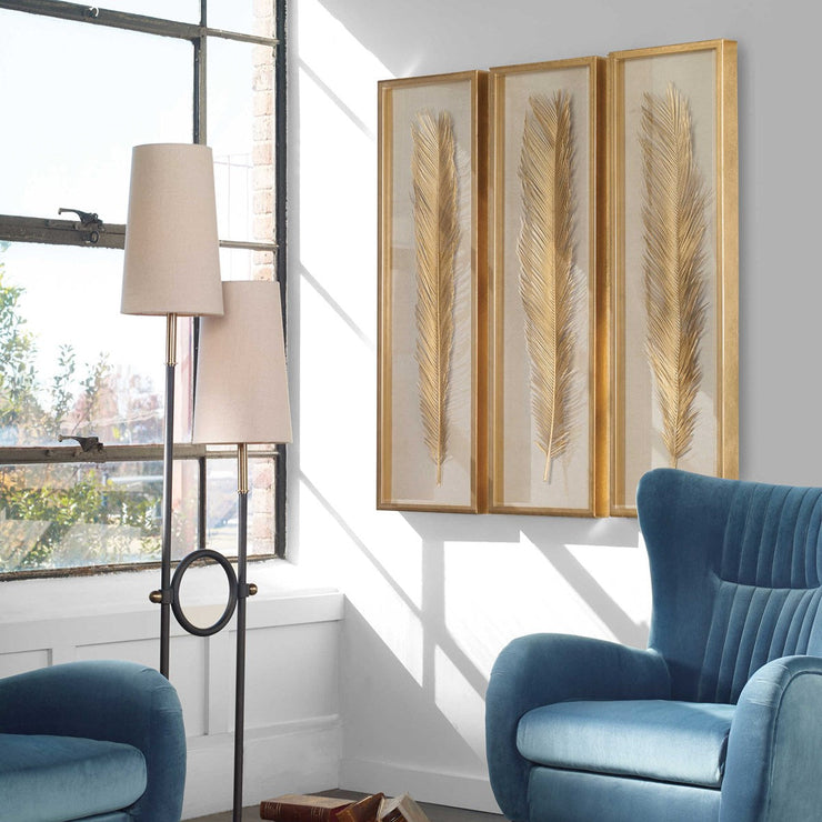 Uttermost Palma Gold Leaf Set of 3 Shadow Box Frames