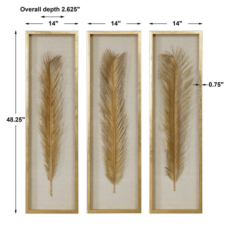 Uttermost Palma Gold Leaf Set of 3 Shadow Box Frames