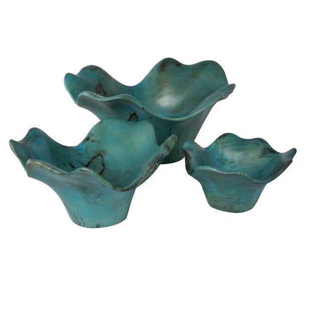Uttermost Teo Soft Blue Green Tamarind Set of 3 Wood Wall Decor