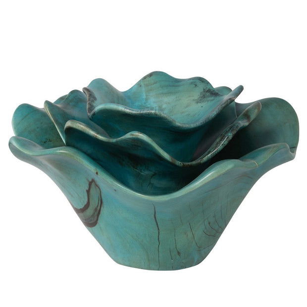 Uttermost Teo Soft Blue Green Tamarind Set of 3 Wood Wall Decor