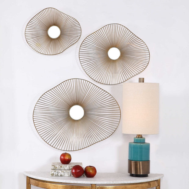 Uttermost Avarie Plated Gold Set of 3 Metal Wall Art