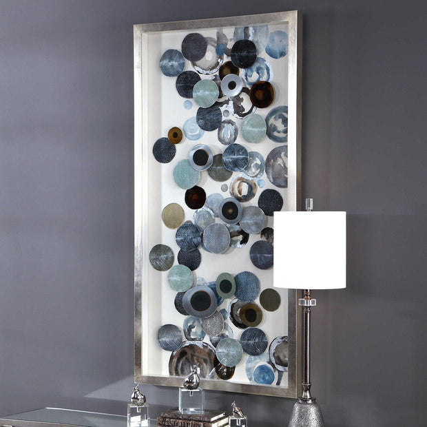 Uttermost Kella Iron Discs Antiqued Silver Leaf Shadow Box Frame