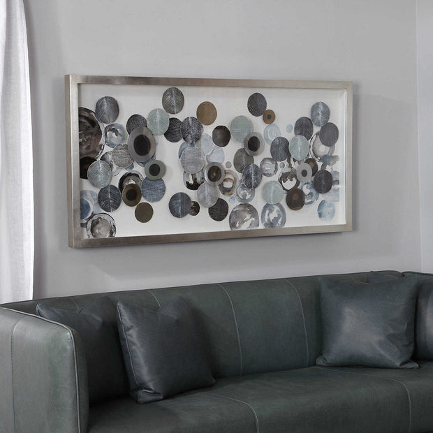 Uttermost Kella Iron Discs Antiqued Silver Leaf Shadow Box Frame