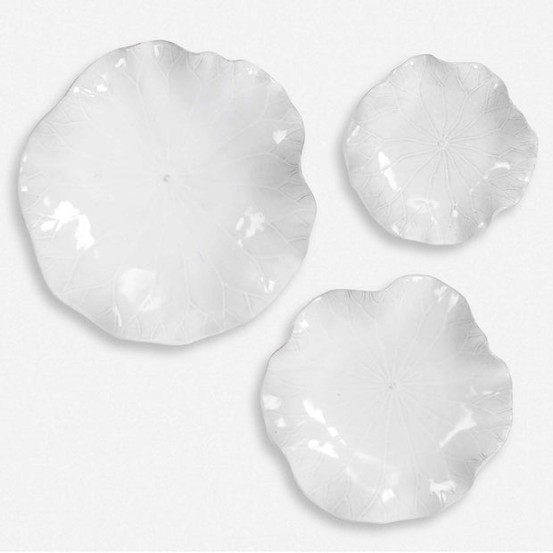 Uttermost Abella White Set of 3 Ceramic Flowers Wall Decor