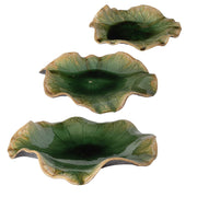 Uttermost Abella Forest Green Set of 3 Ceramic Flowers Wall Decor