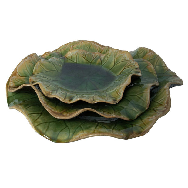Uttermost Abella Forest Green Set of 3 Ceramic Flowers Wall Decor