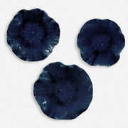 Uttermost Abella Cobalt Set of 3 Ceramic Flowers Wall Decor