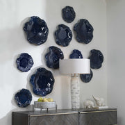 Uttermost Abella Cobalt Set of 3 Ceramic Flowers Wall Decor