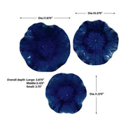 Uttermost Abella Cobalt Set of 3 Ceramic Flowers Wall Decor