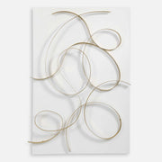 Uttermost Freehand Matte White and Brushed Gold Iron Metal Wall Panel