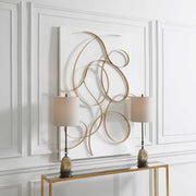 Uttermost Freehand Matte White and Brushed Gold Iron Metal Wall Panel