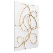 Uttermost Freehand Matte White and Brushed Gold Iron Metal Wall Panel