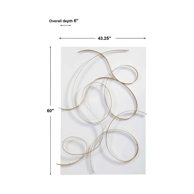 Uttermost Freehand Matte White and Brushed Gold Iron Metal Wall Panel