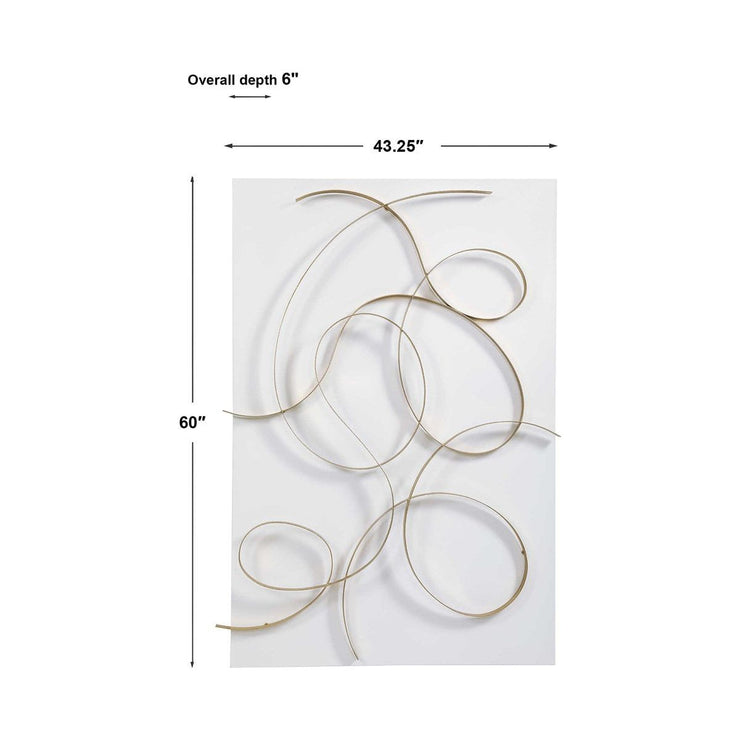 Uttermost Freehand Matte White and Brushed Gold Iron Metal Wall Panel