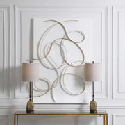 Uttermost Freehand Matte White and Brushed Gold Iron Metal Wall Panel
