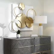 Uttermost Adagio Matte White With Gold Leaf Metal Wall Panel