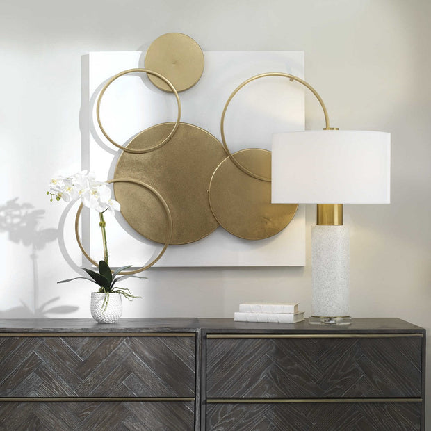Uttermost Adagio Matte White With Gold Leaf Metal Wall Panel