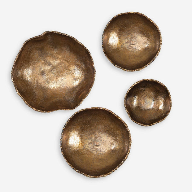 Uttermost Lucky Coins Set of 4 Brass Bowls Metal Wall Decor