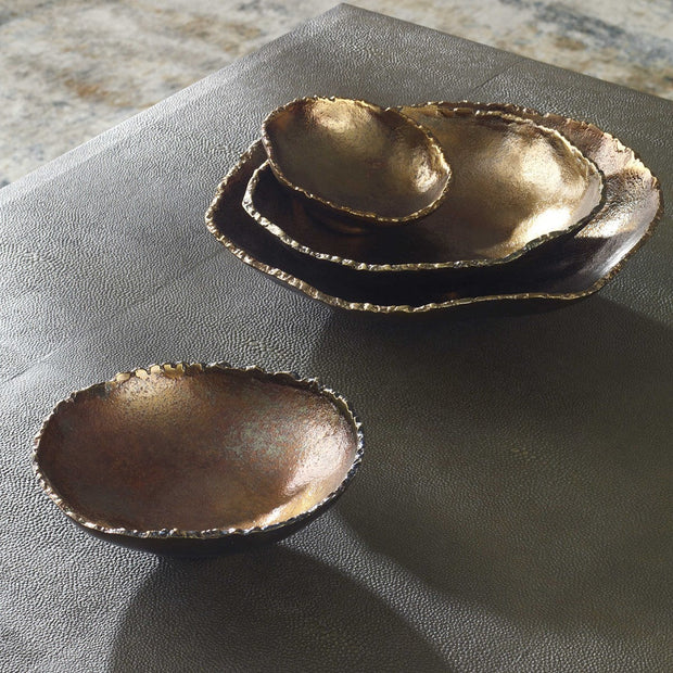 Uttermost Lucky Coins Set of 4 Brass Bowls Metal Wall Decor