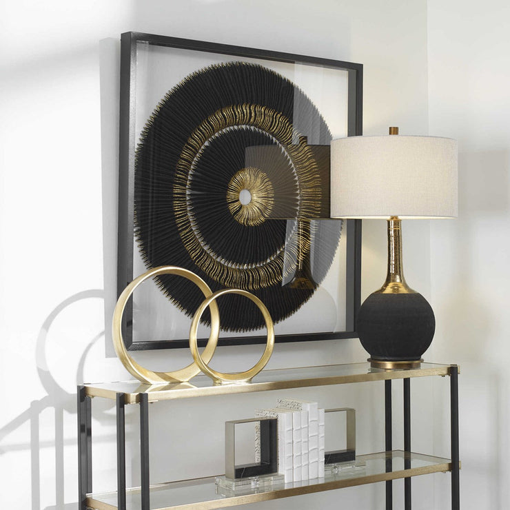 Uttermost Sandara Gold Leaf and Black Medallion Shadow Box Frame