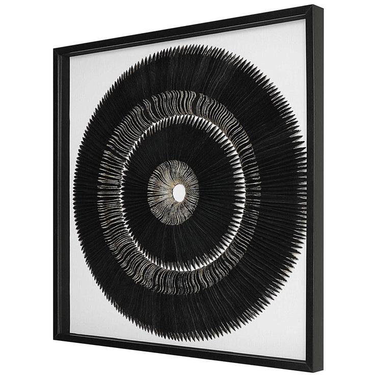 Uttermost Sandara Gold Leaf and Black Medallion Shadow Box Frame