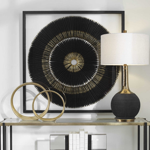 Uttermost Sandara Gold Leaf and Black Medallion Shadow Box Frame