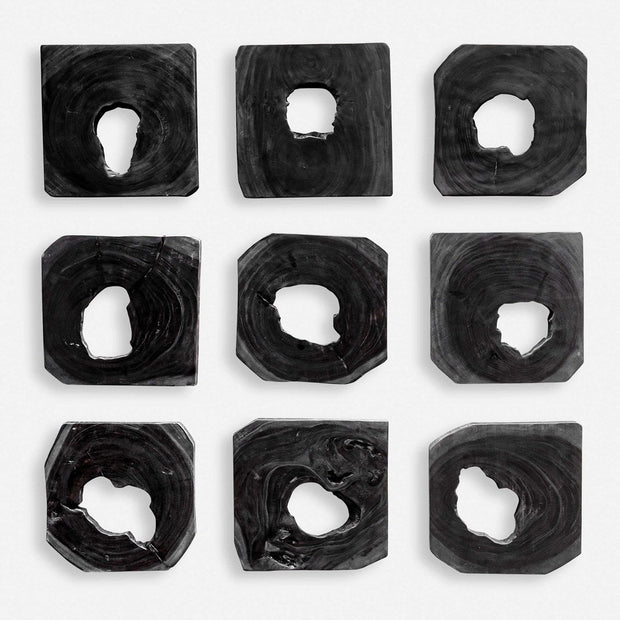 Uttermost Bahati Ebony Suar Wood Set of 9 Wall Decor