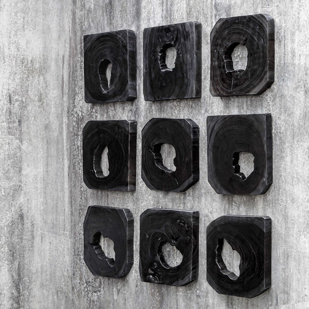 Uttermost Bahati Ebony Suar Wood Set of 9 Wall Decor
