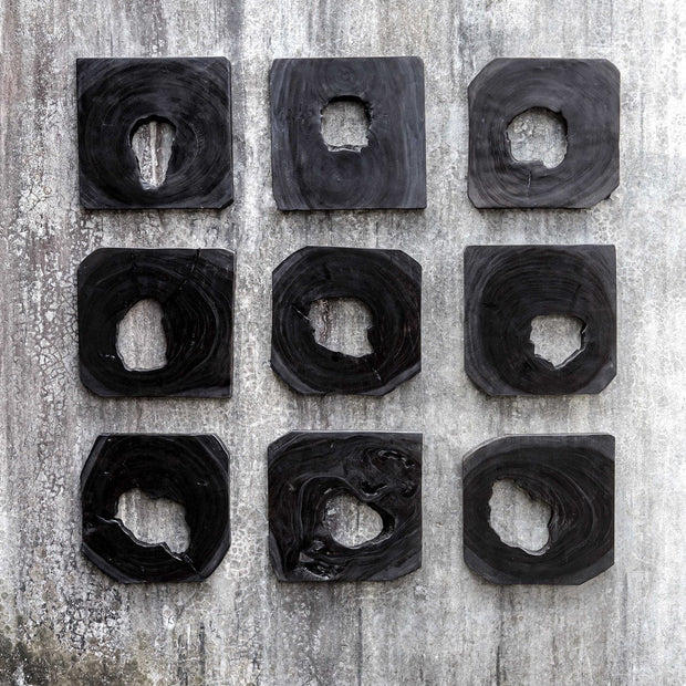 Uttermost Bahati Ebony Suar Wood Set of 9 Wall Decor