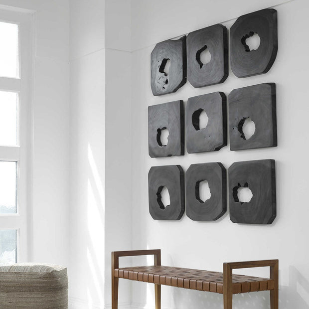 Uttermost Bahati Ebony Suar Wood Set of 9 Wall Decor