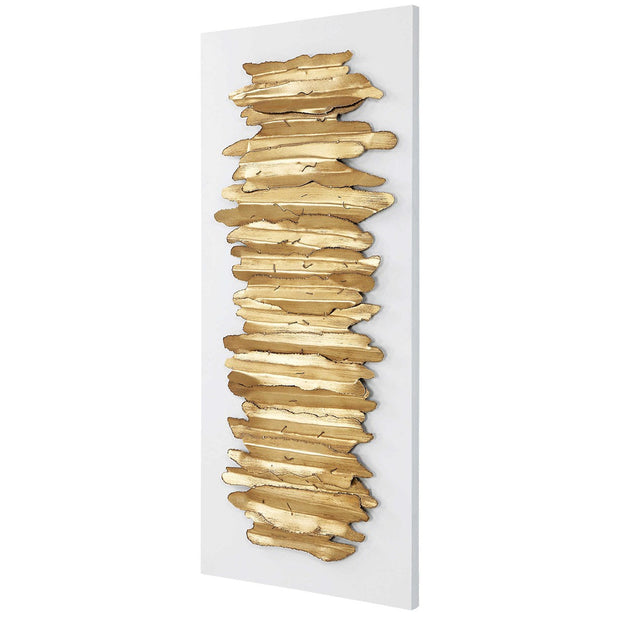 Uttermost Lev Gold Leaf and Matte White Metal Wall Decor